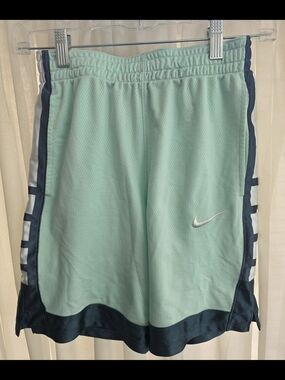 Nike Kids Mint Green Basketball Shorts with Navy Trim